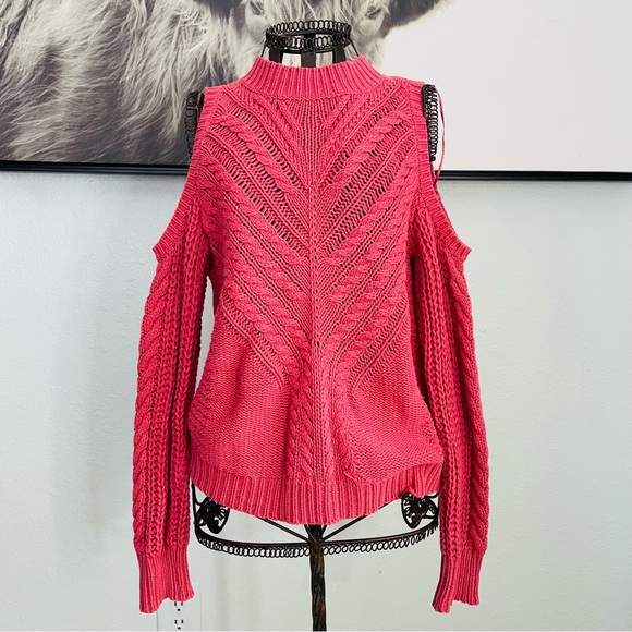 Aeropostale Sweaters - Aeropostale | pink cable knit open shoulder sweater